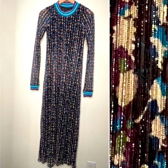 NEW Free People x Anna Sui Metallic Floral Stripe Maxi Dress, size XS/ S - Picture 8 of 8